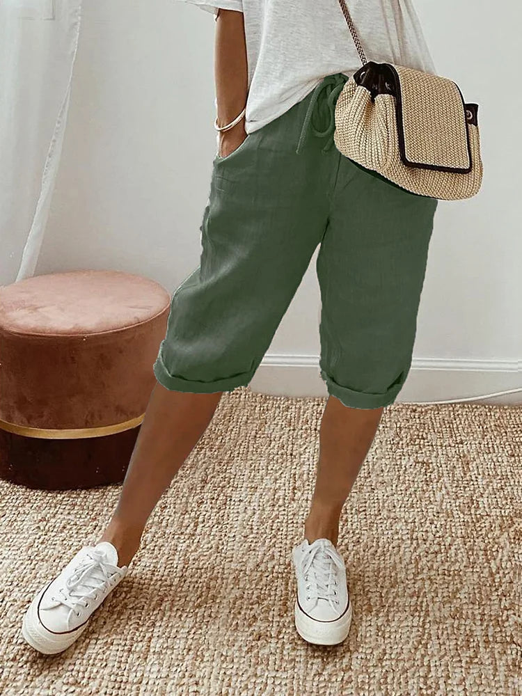 Baumwoll- und Leinen-Shorts für Damen
