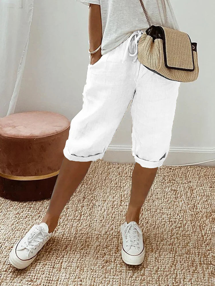 Baumwoll- und Leinen-Shorts für Damen