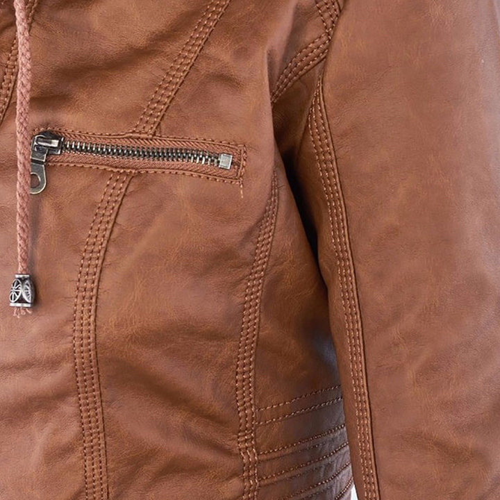 Damen Schlanke PassformKapuze Bikerin Jacke | Reißverschluss
