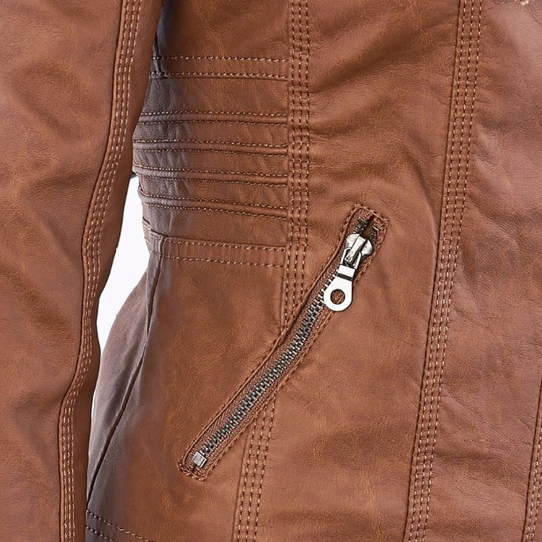 Damen Schlanke PassformKapuze Bikerin Jacke | Reißverschluss