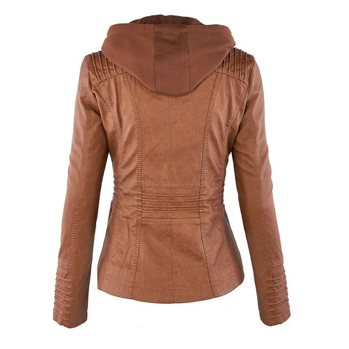 Damen Schlanke PassformKapuze Bikerin Jacke | Reißverschluss