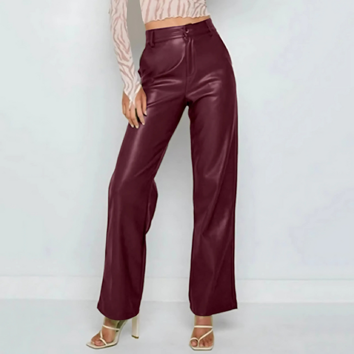 Elegante high-waist hose im lederlook mit geradem bein