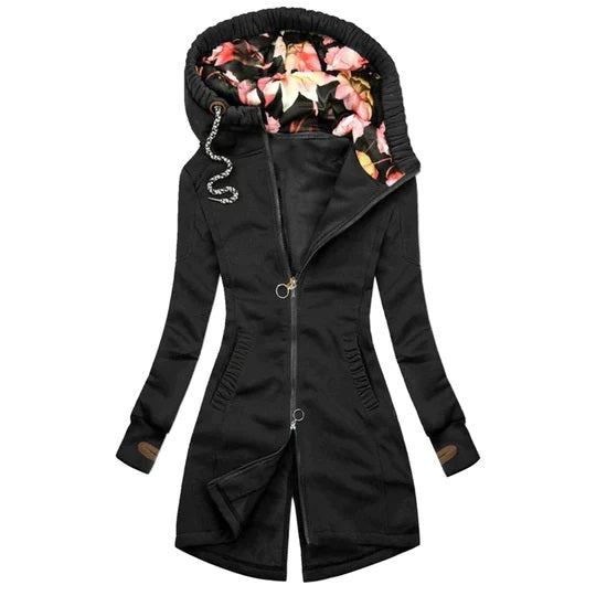 Damen Elegante Lange Kapuzen Jacke | Stilvoll