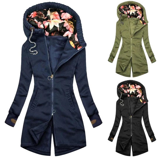Damen Elegante Lange Kapuzen Jacke | Stilvoll