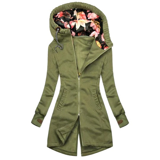 Damen Elegante Lange Kapuzen Jacke | Stilvoll