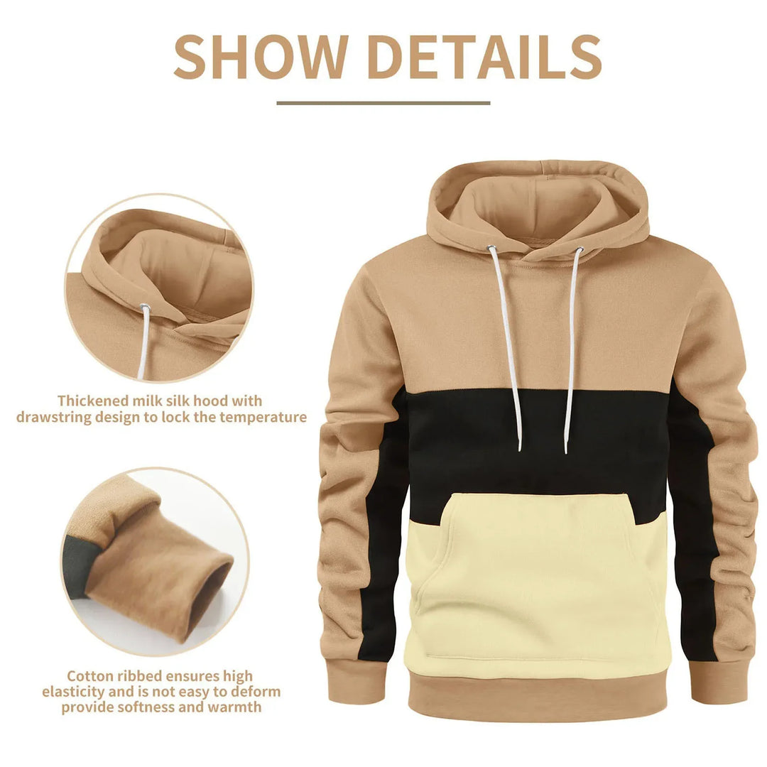 Warmer patchwork-hoodie für herren