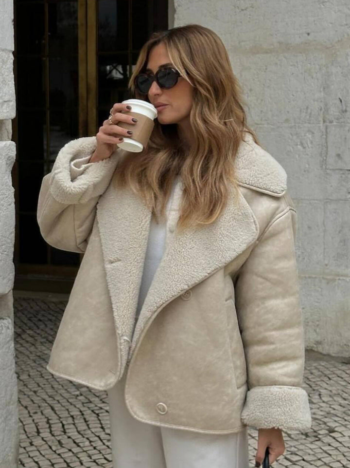 Stilvolle Winter Teddy Jacke mit Kragen für Damen | Modisch