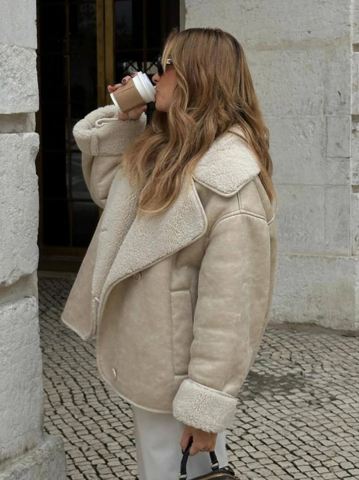 Stilvolle Winter Teddy Jacke mit Kragen für Damen | Modisch