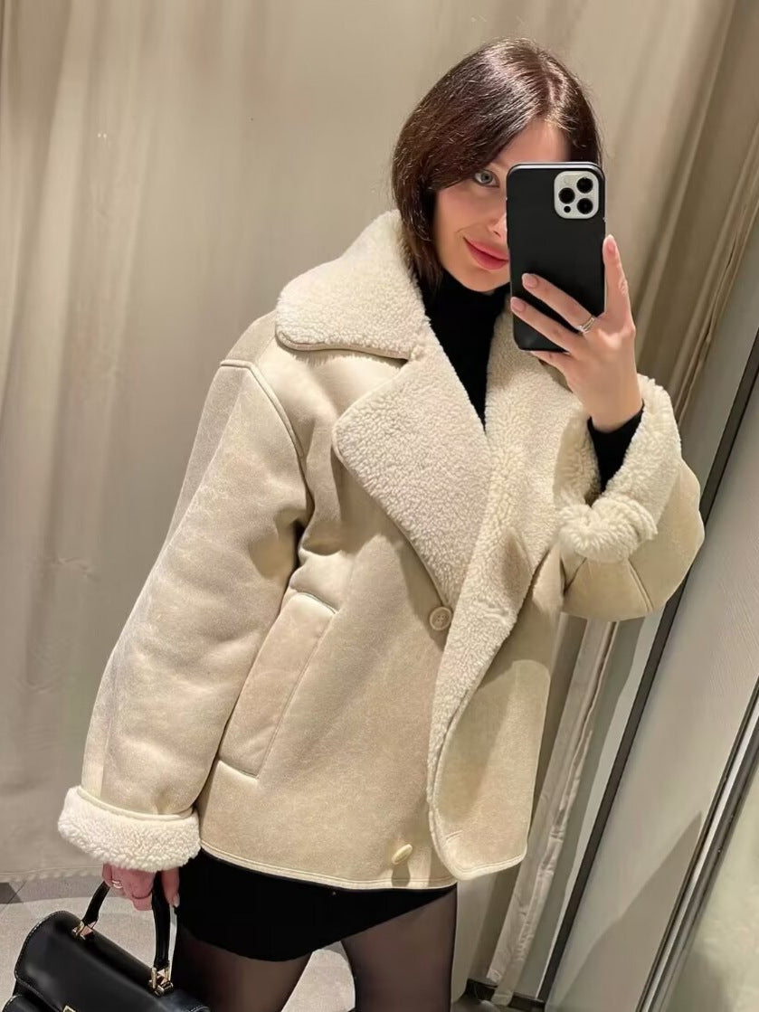 Stilvolle Winter Teddy Jacke mit Kragen für Damen | Modisch