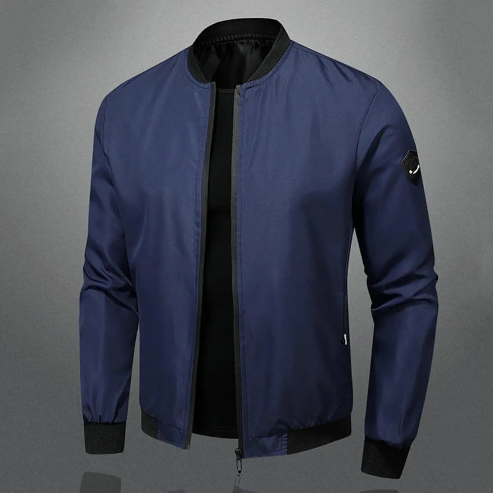Herren Stehkragen Bomber Jacke | Reißverschluss
