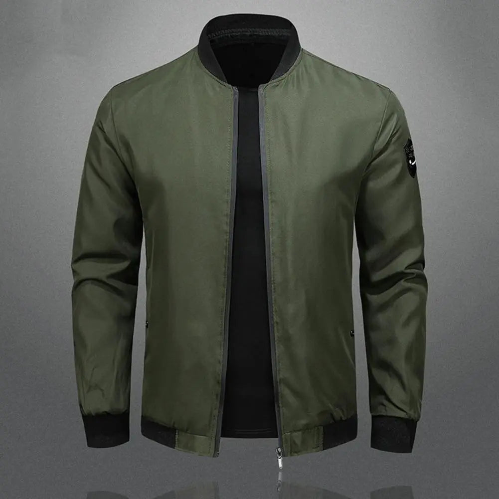 Herren Stehkragen Bomber Jacke | Reißverschluss