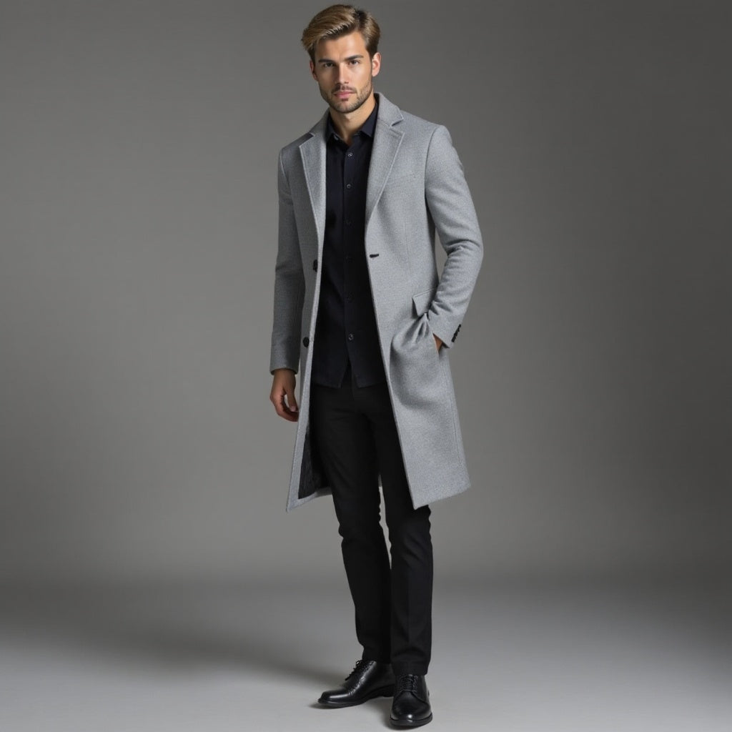 Herren Klassisch Schmaler Schnitt Formeller Trench Mantel | Winter
