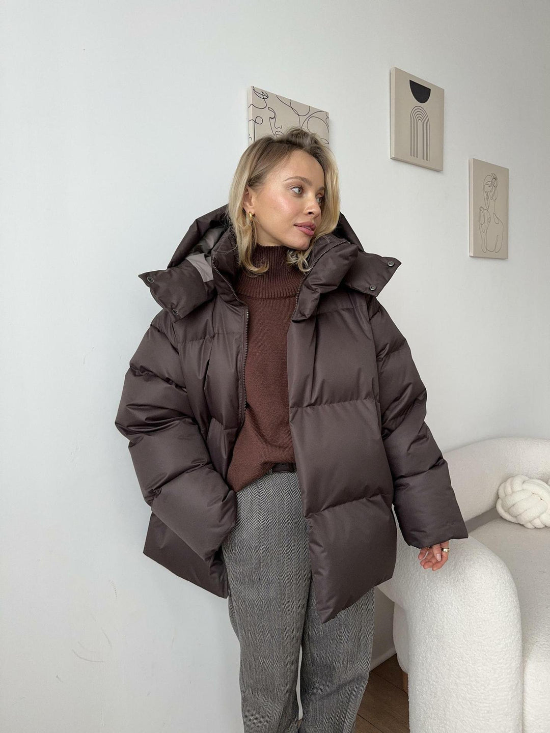 Damen Puffer Kapuze Jacke | Überdimensionale