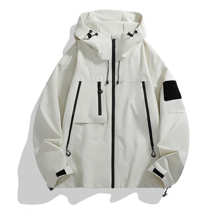 Herren Wasserdichte Jacke mit Kapuze und Reißverschluss | Übergroß