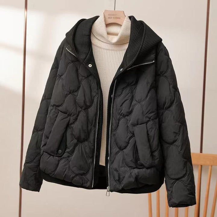 Damen Stylische Pufferjacke mit Reißverschluss | Kapuze