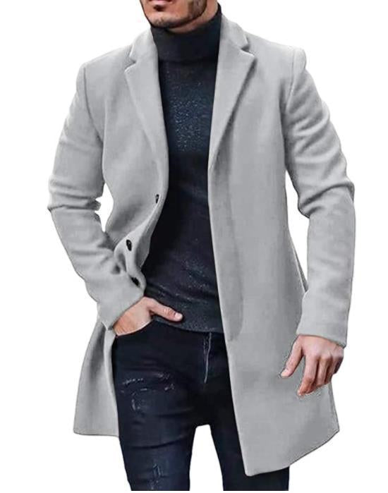 Herren Einreihiger Langer Mantel | Stilvoll