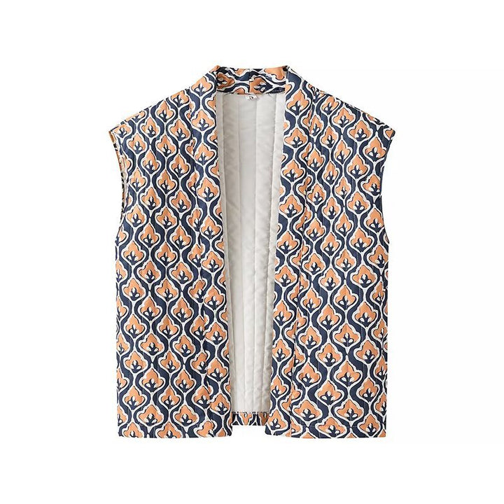 Damen Ärmellos Steppweste | Blumenmuster