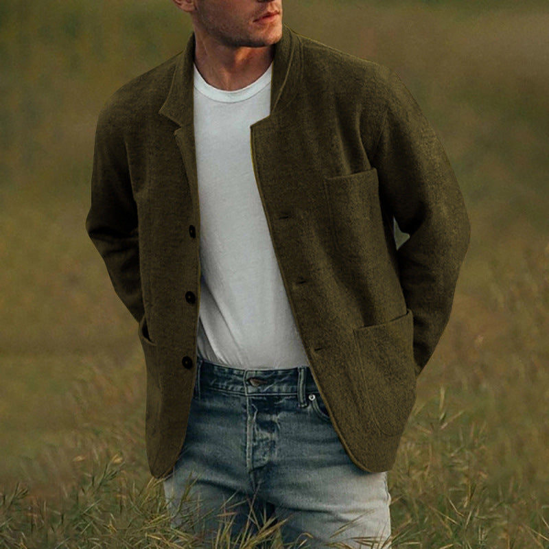 Herren-Freizeit Woll Jacke mit Knopfleiste | Warme