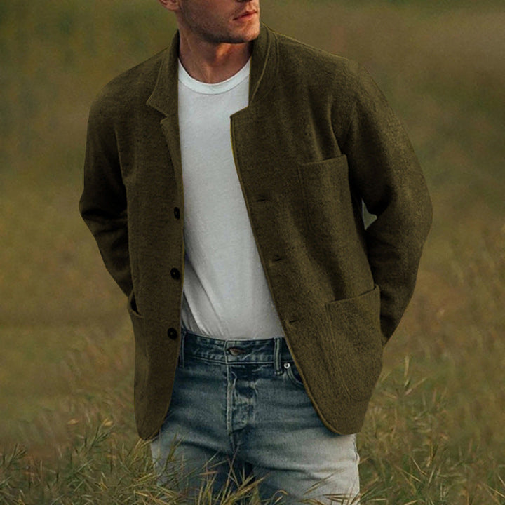 Herren-Freizeit Woll Jacke mit Knopfleiste | Warme