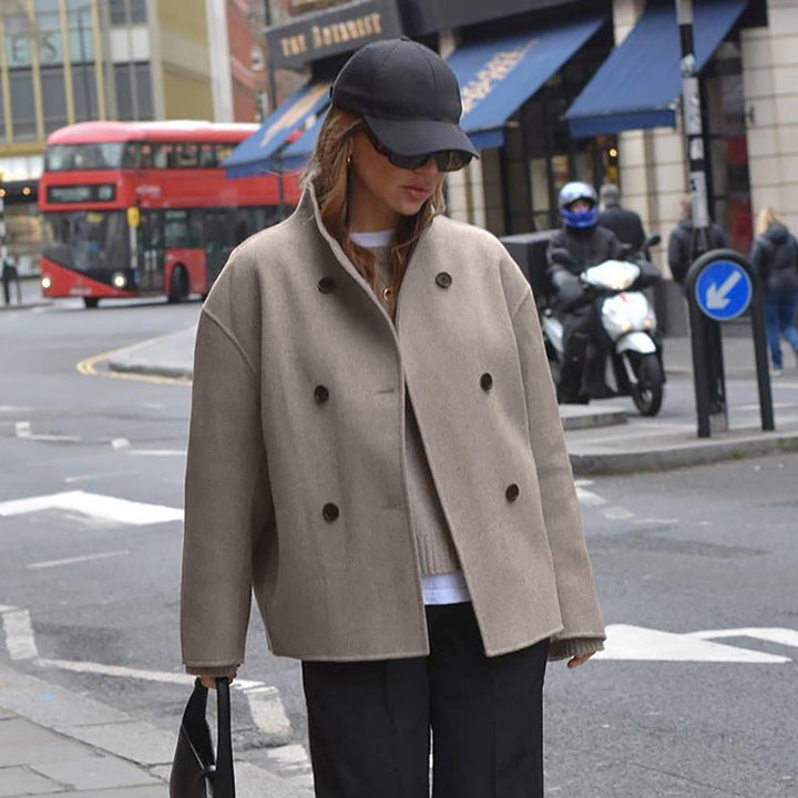 Übergroß Woll Jacke für Damen | Geknöpft