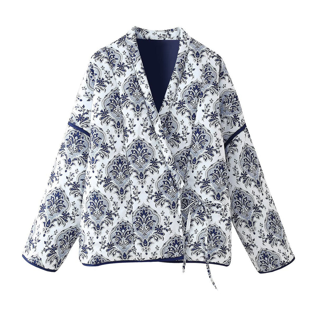 Damen Moderne Übergroß Steppjacke | Blumenmuster
