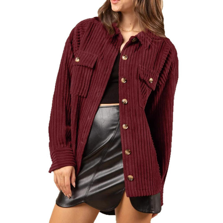 Damen Übergroße Cord jacke mit Knöpfen | Lange Ärmel