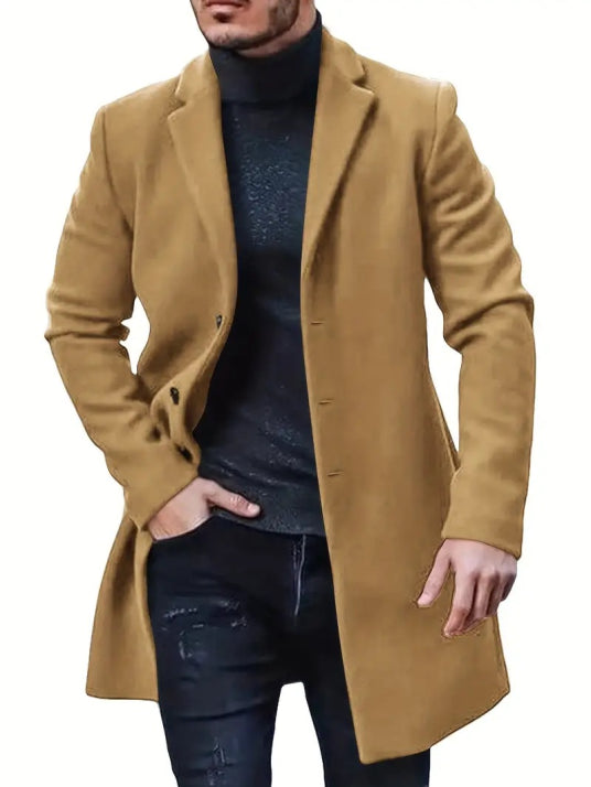 Herren Einreihiger Langer Mantel | Stilvoll