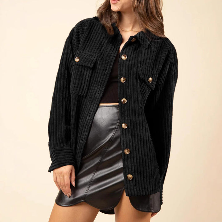 Damen Übergroße Cord jacke mit Knöpfen | Lange Ärmel