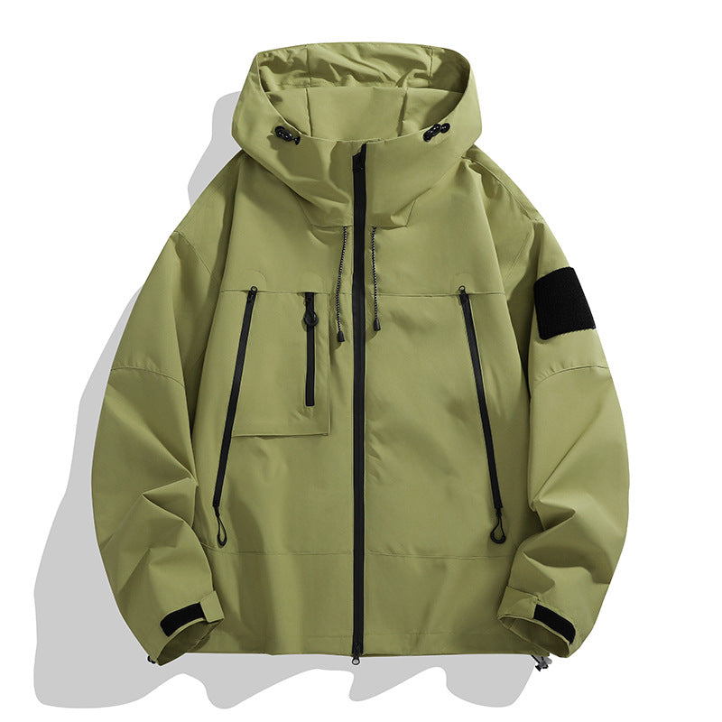 Herren Wasserdichte Jacke mit Kapuze und Reißverschluss | Übergroß