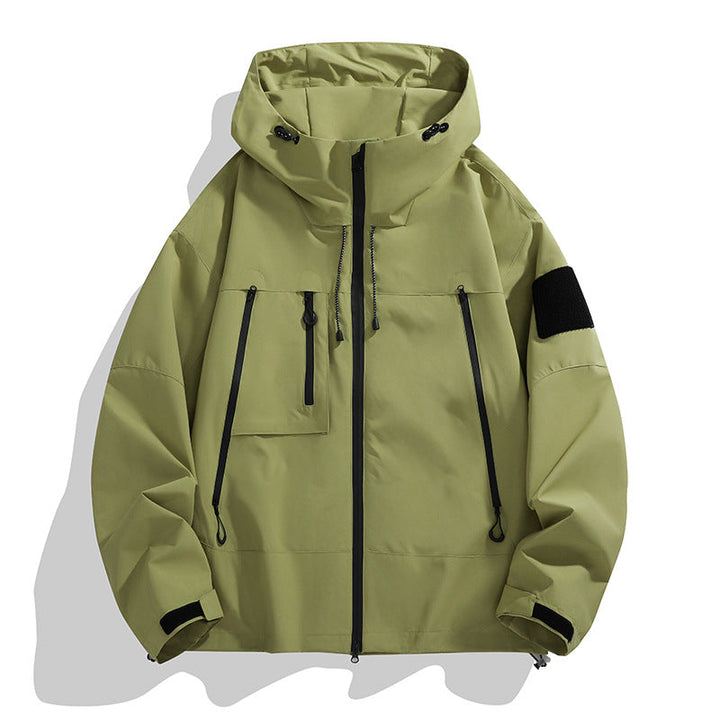 Herren Wasserdichte Jacke mit Kapuze und Reißverschluss | Übergroß