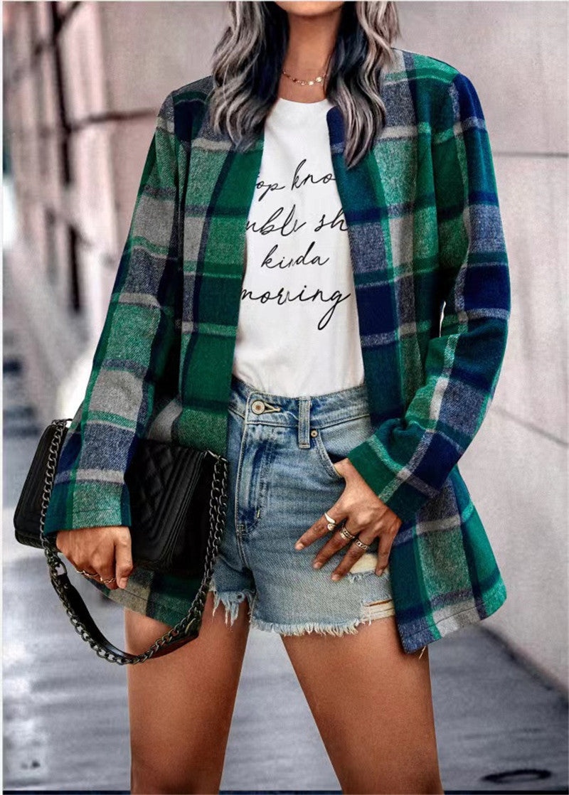 Trendige Damen Woll Jacke | Mit Karomuster