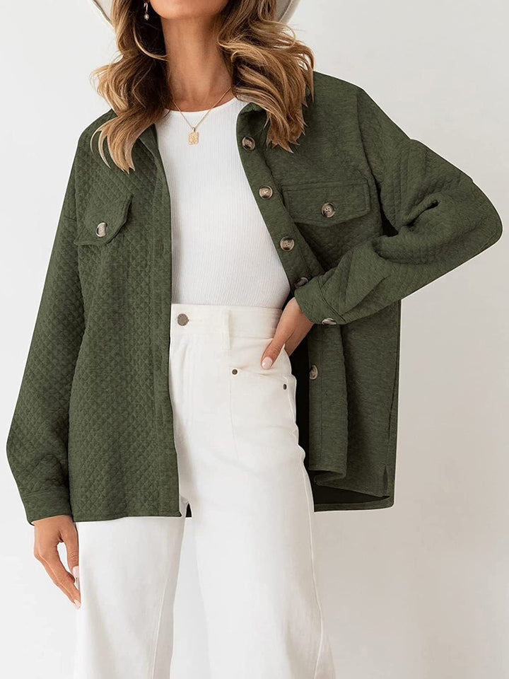 Damen Knopf Daunen Steppjacke | Mehrere Taschen