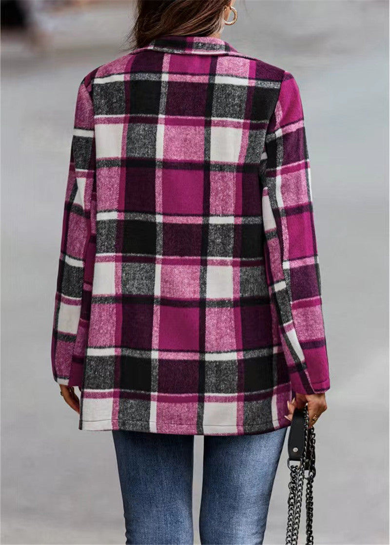Trendige Damen Woll Jacke | Mit Karomuster