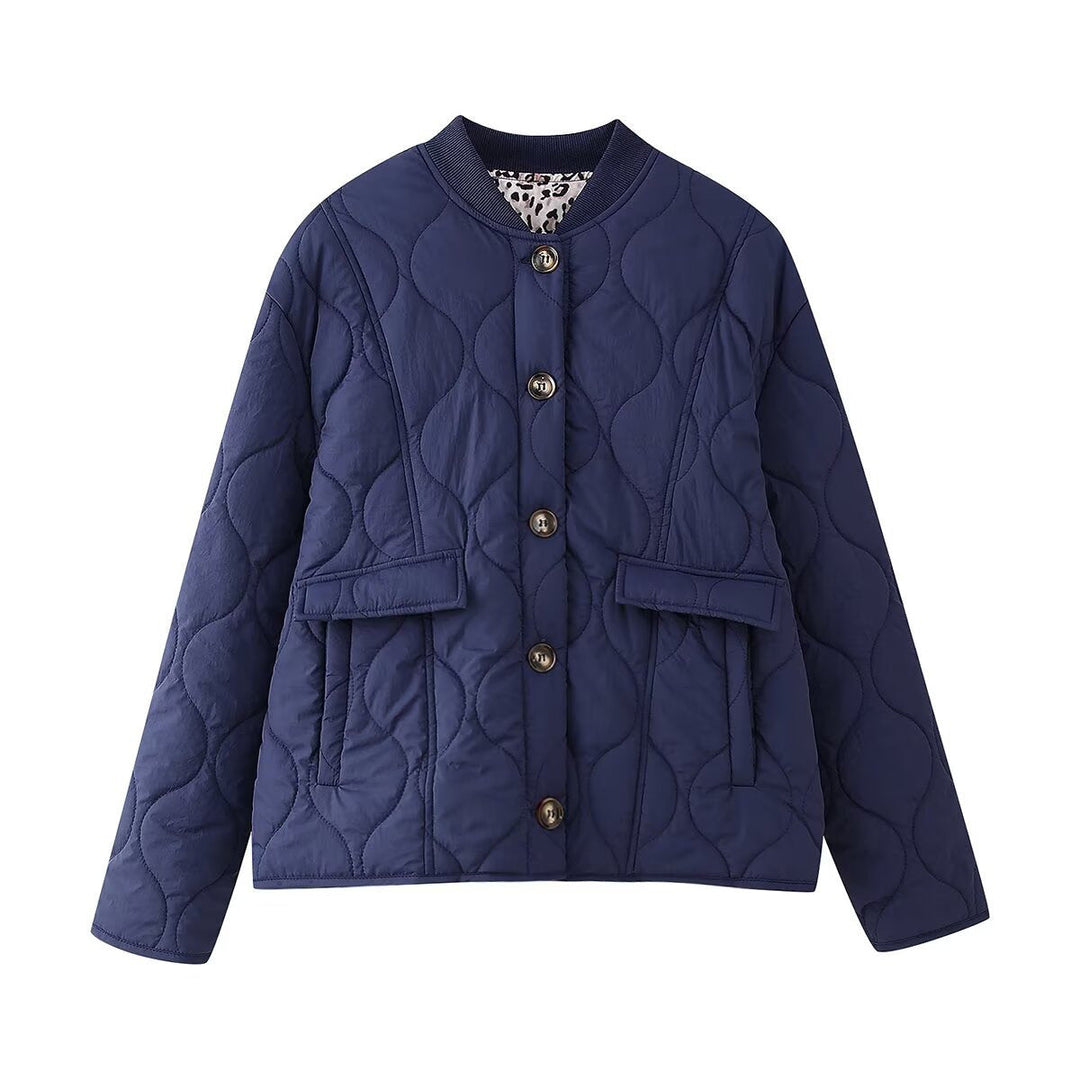 Damen Knopf Daunen Steppjacke | Vordertaschen
