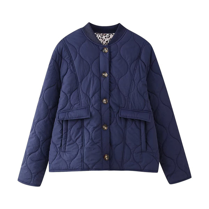 Damen Knopf Daunen Steppjacke | Vordertaschen