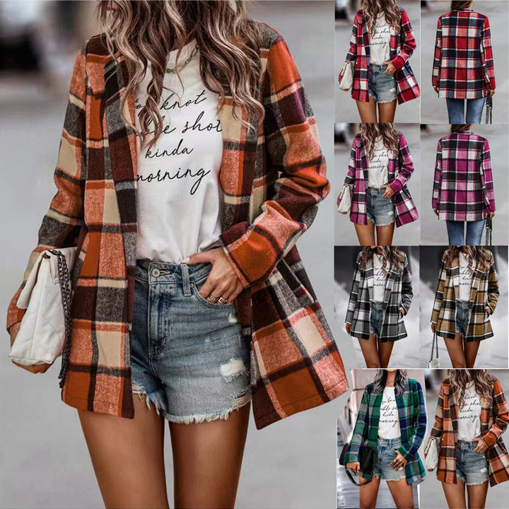 Trendige Damen Woll Jacke | Mit Karomuster