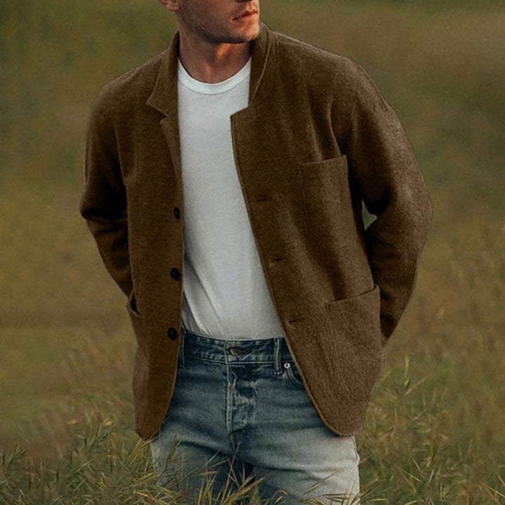 Herren-Freizeit Woll Jacke mit Knopfleiste | Warme