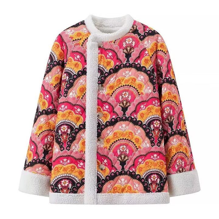 Damen Knopf Daunen Steppjacke | Langarm