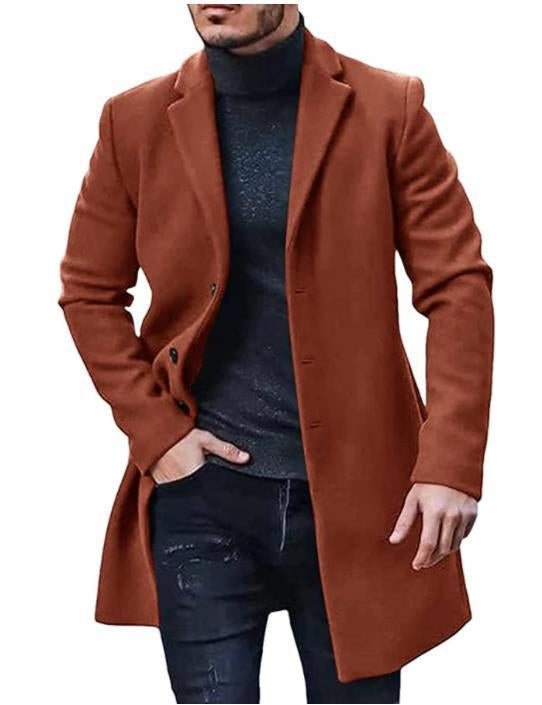 Herren Einreihiger Langer Mantel | Stilvoll