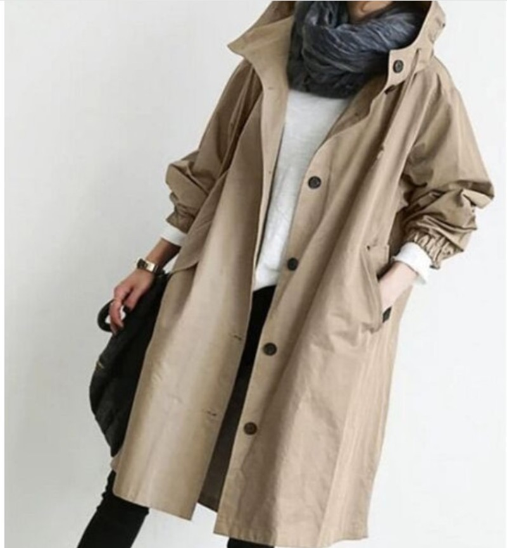 Wasserdichte Regenjacke für Damen mit langem Schnitt | Praktisch