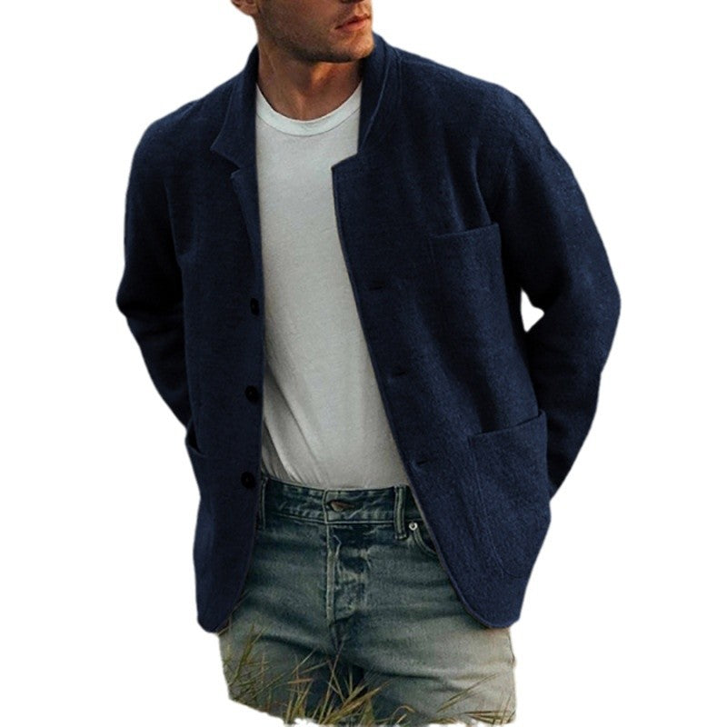 Herren-Freizeit Woll Jacke mit Knopfleiste | Warme