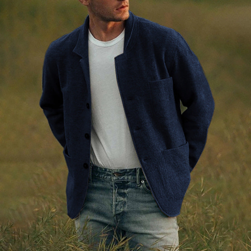 Herren-Freizeit Woll Jacke mit Knopfleiste | Warme