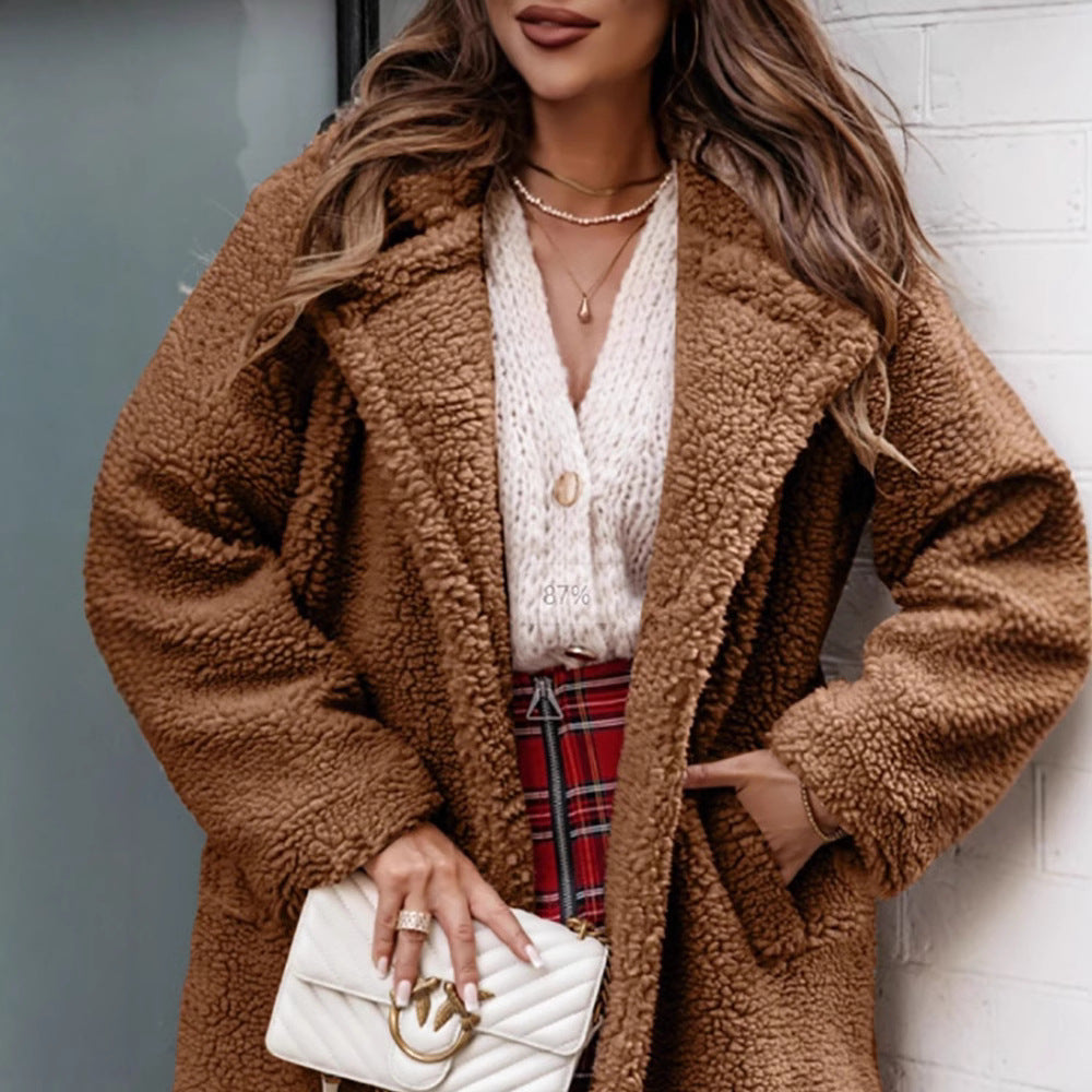 Damen Klassischer Teddy Jacke | Reverskragen