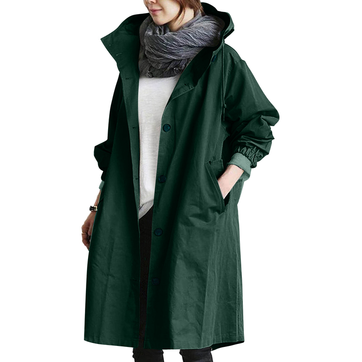 Wasserdichte Regenjacke für Damen mit langem Schnitt | Praktisch