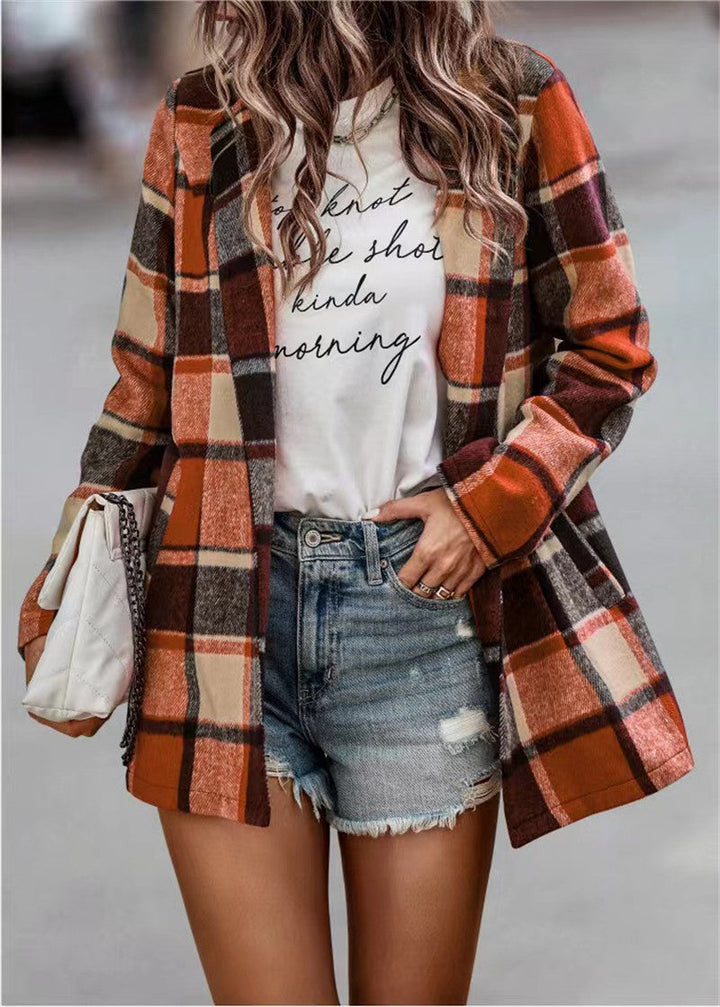 Trendige Damen Woll Jacke | Mit Karomuster