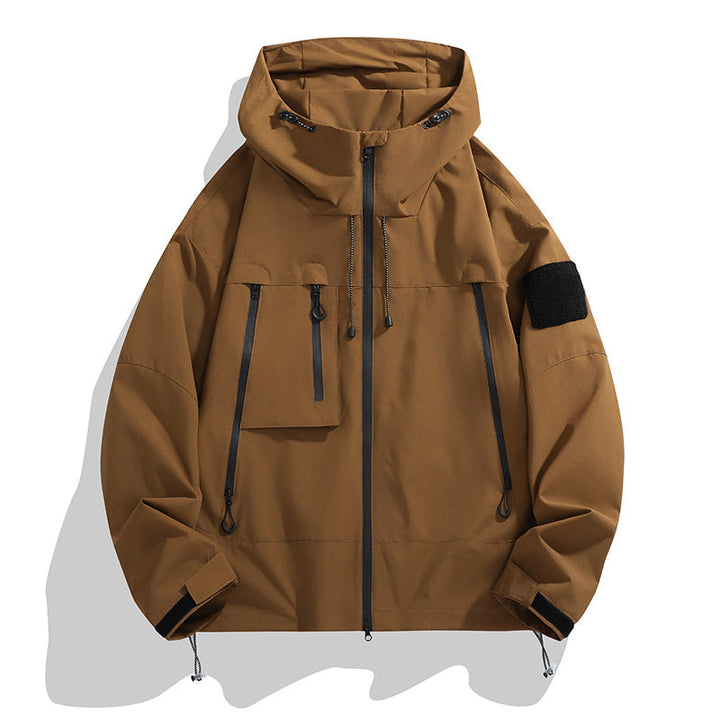Herren Wasserdichte Jacke mit Kapuze und Reißverschluss | Übergroß