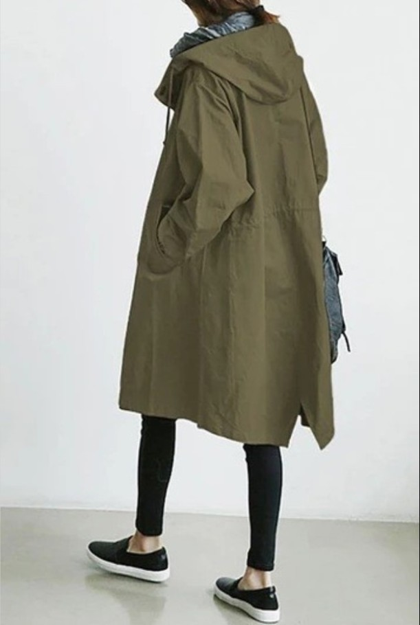 Wasserdichte Regenjacke für Damen mit langem Schnitt | Praktisch