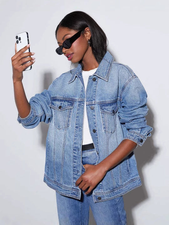 Damen Übergroße Jeansjacke | Moderne