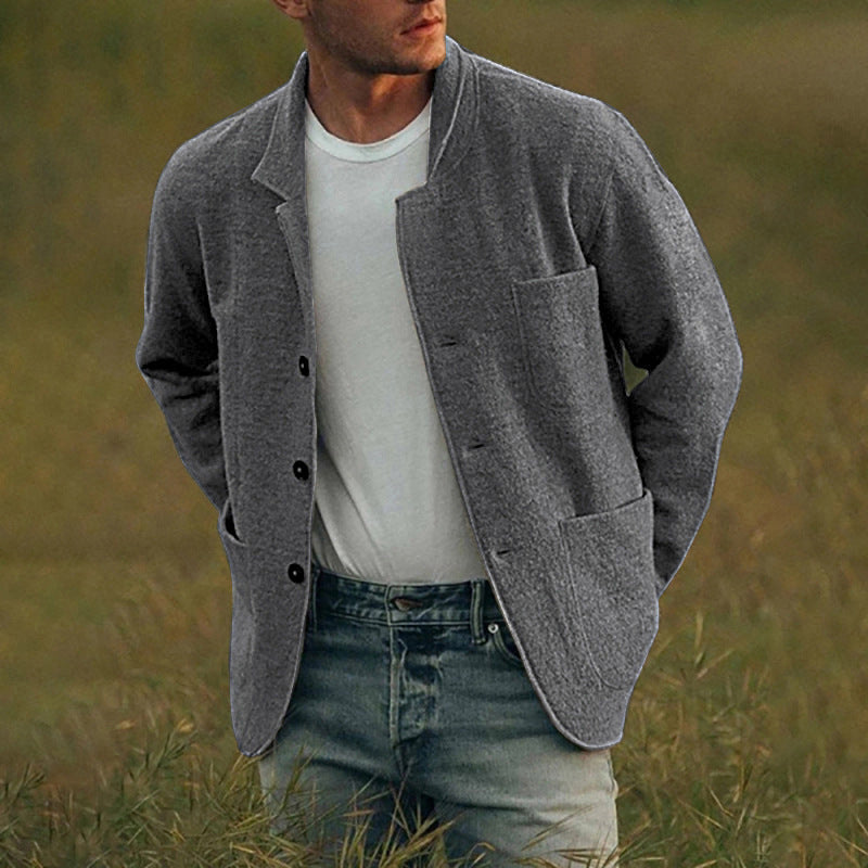 Herren-Freizeit Woll Jacke mit Knopfleiste | Warme
