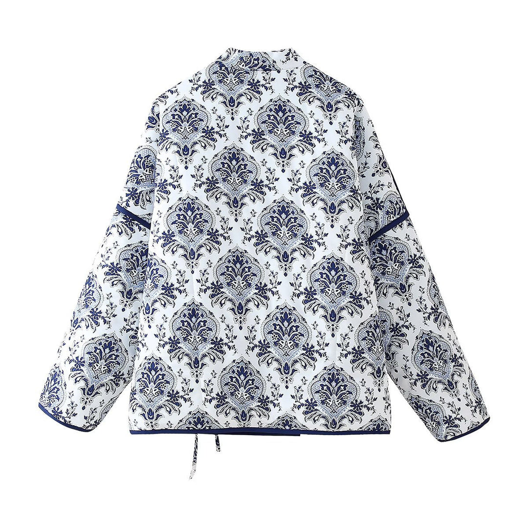 Damen Moderne Übergroß Steppjacke | Blumenmuster